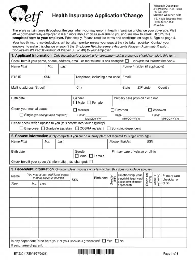 wisconsin etf application Preview on Page 1