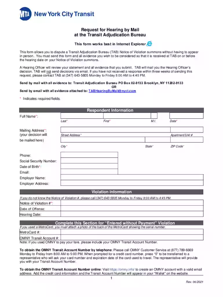 tab hearing by mail Preview on Page 1