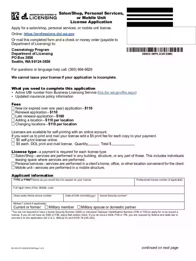salon shop license wa Preview on Page 1