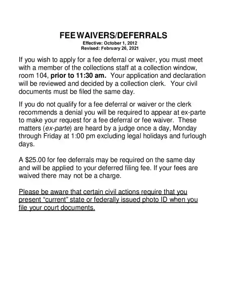 FEE WAIVERS DEFERRALS - Oregon Courts Home Preview on Page 1