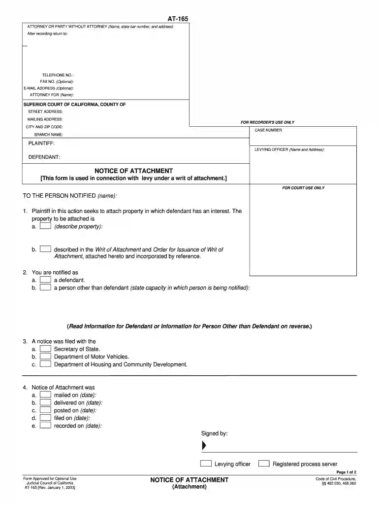 notice of attachment Preview on Page 1