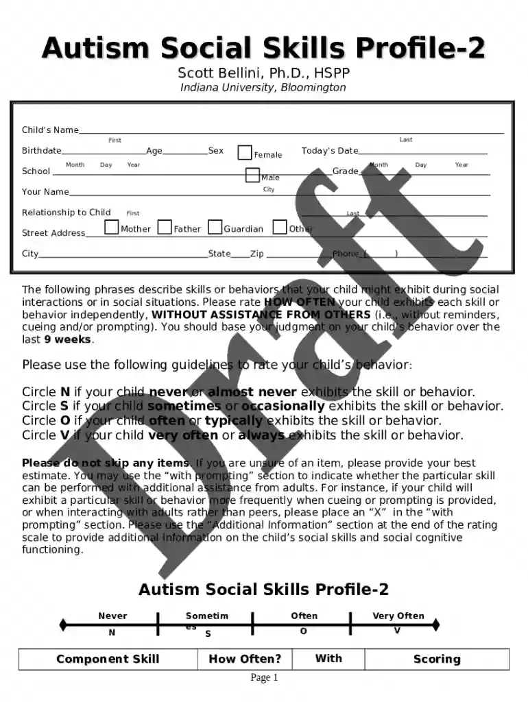 Autism Social Skills Profile-2 Preview on Page 1
