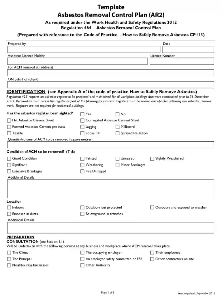 asbestos removal control plan Preview on Page 1