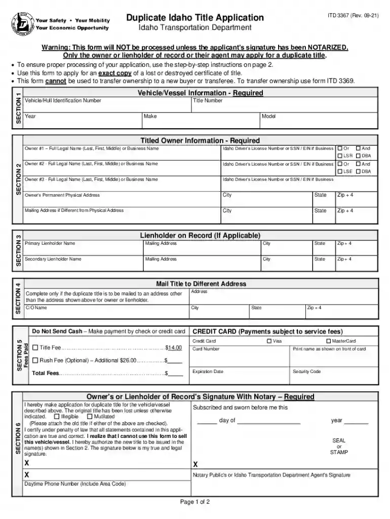 idaho duplicate title online Preview on Page 1