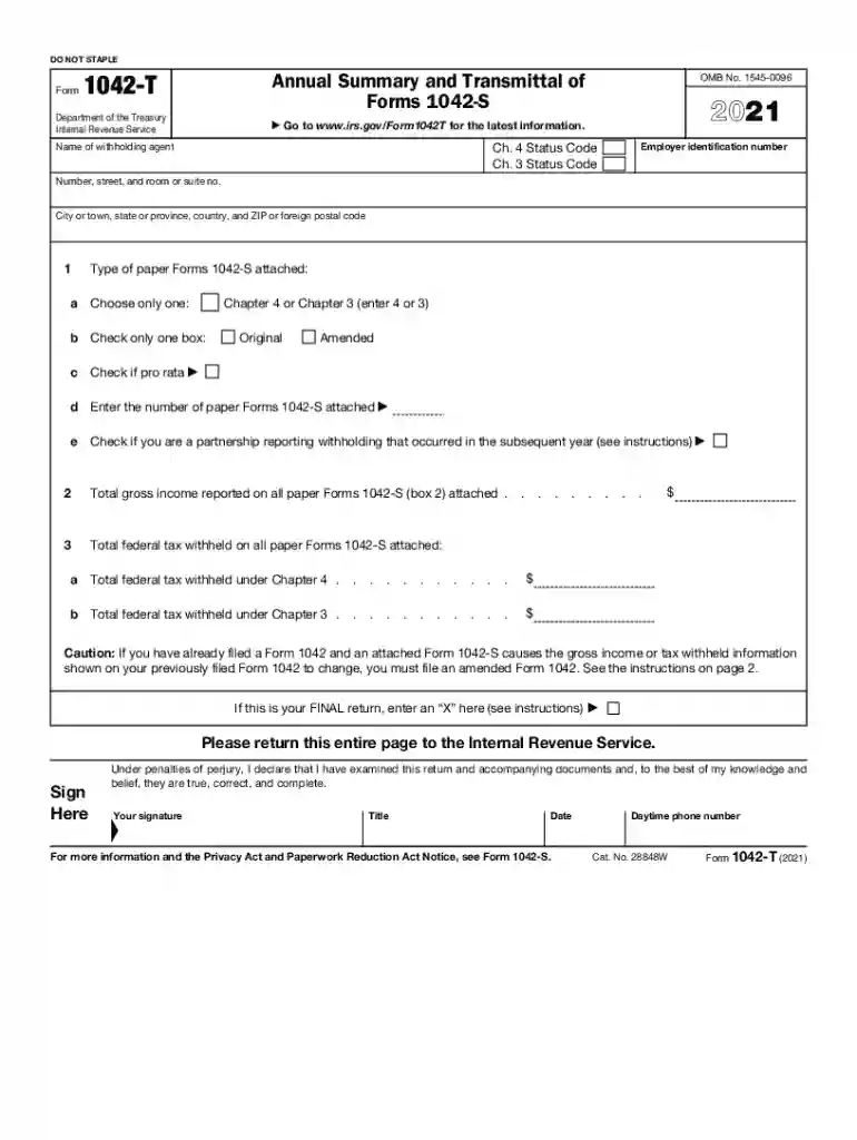 2021 form 1042 instructions Preview on Page 1