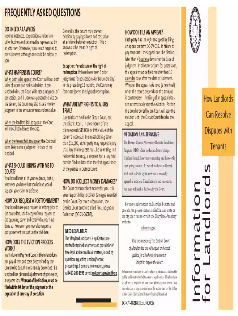 FREQUENTLY ASKED QUESTIONS - courts.state.md.us Preview on Page 1