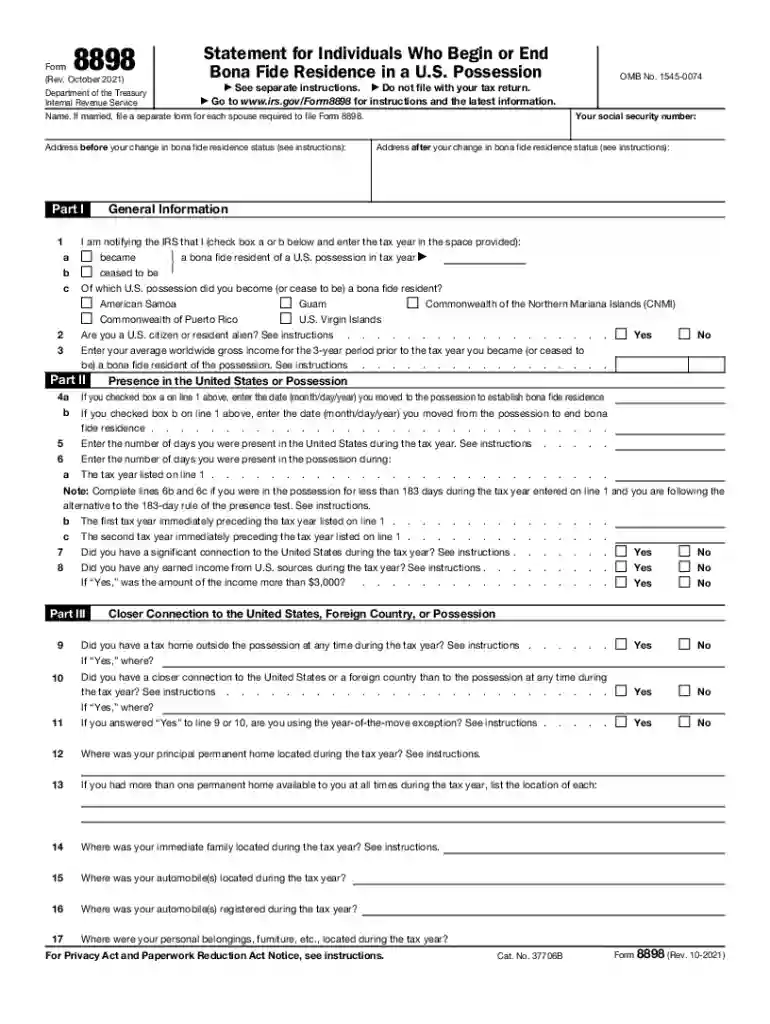 form 8898 Preview on Page 1