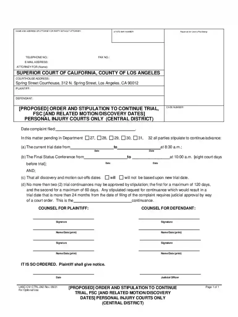 stipulation to continue trial Preview on Page 1