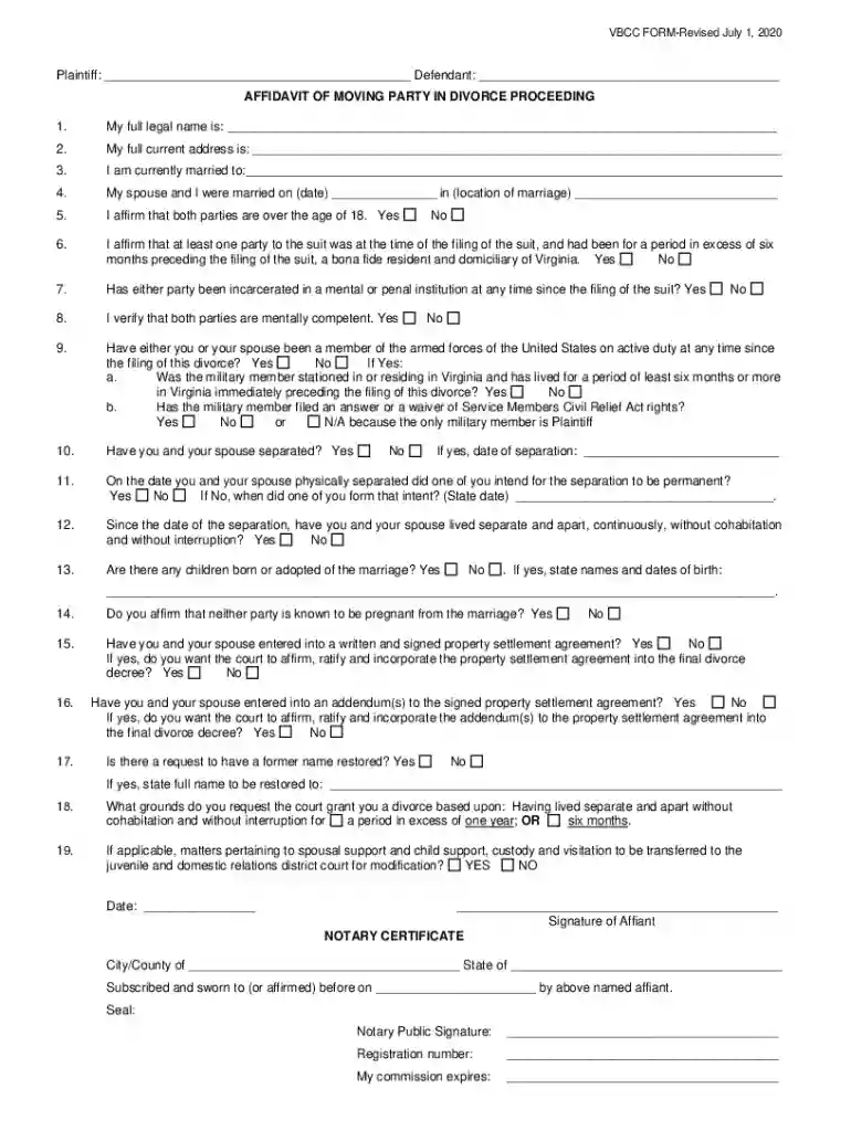 VBCC FORM-Revised July 1, 2020 Preview on Page 1