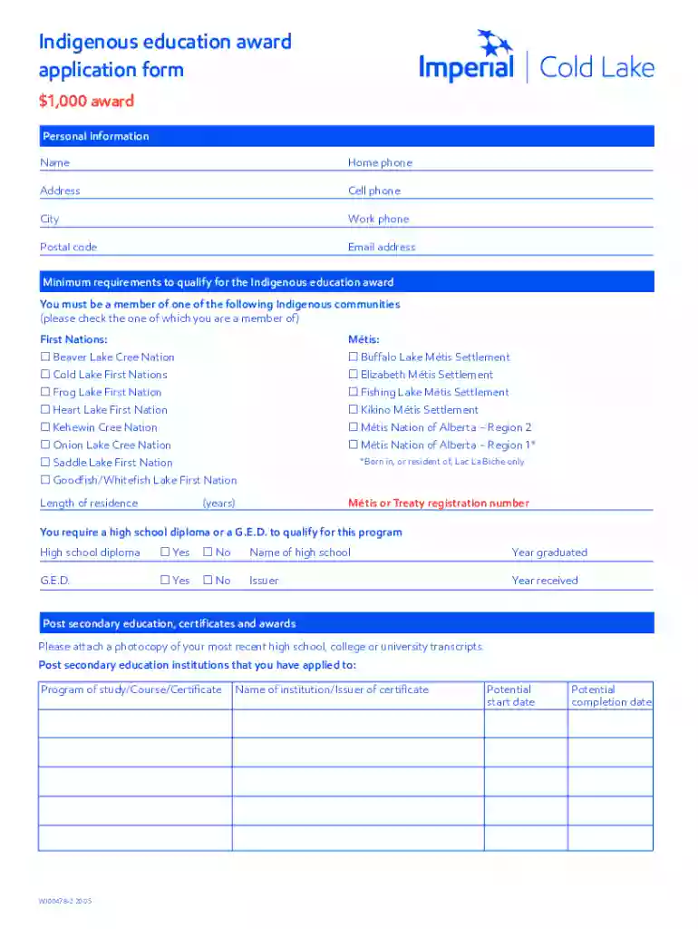 indigenous education award application Preview on Page 1