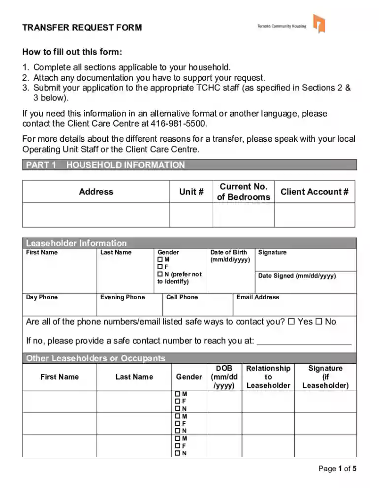 toronto community housing form Preview on Page 1