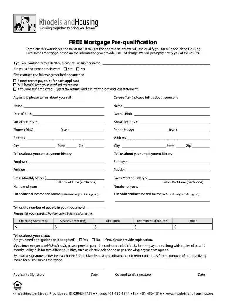 housing pre qualification online Preview on Page 1