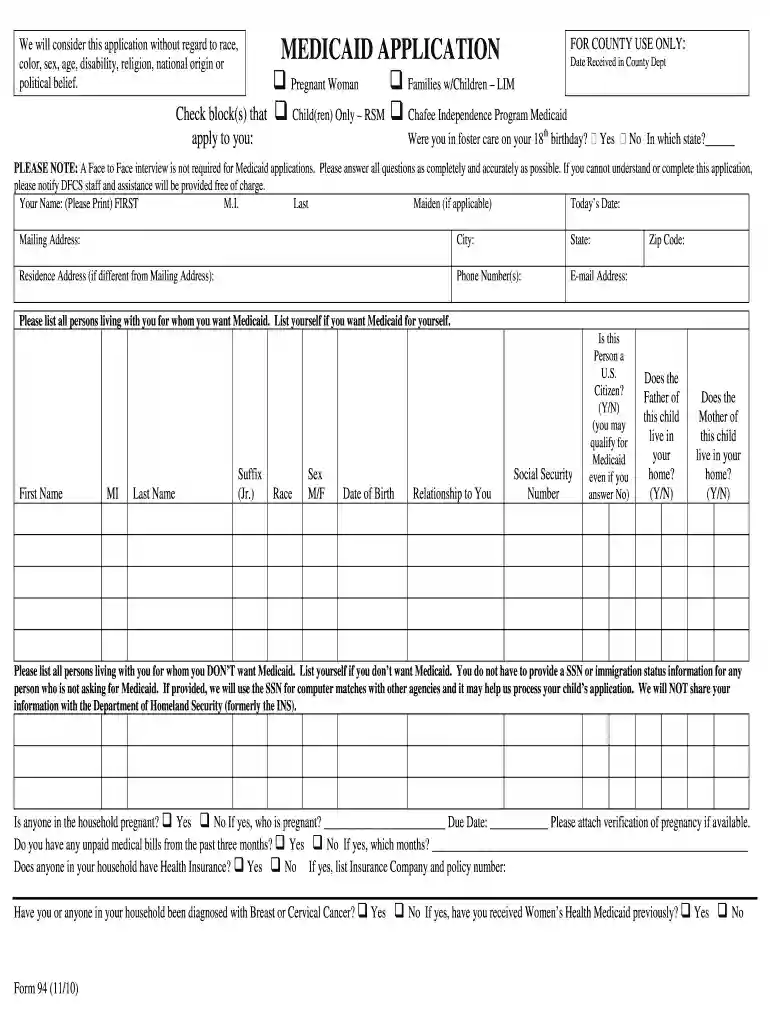 georgia medicaid application Preview on Page 1
