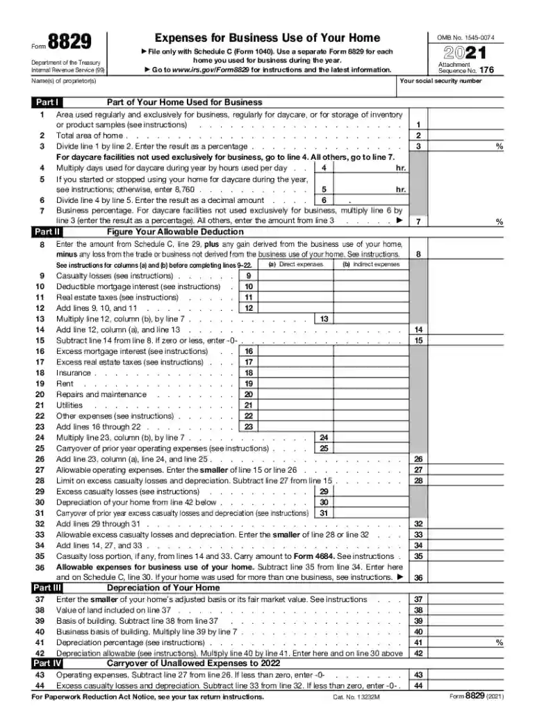 2021 form 8829 Preview on Page 1