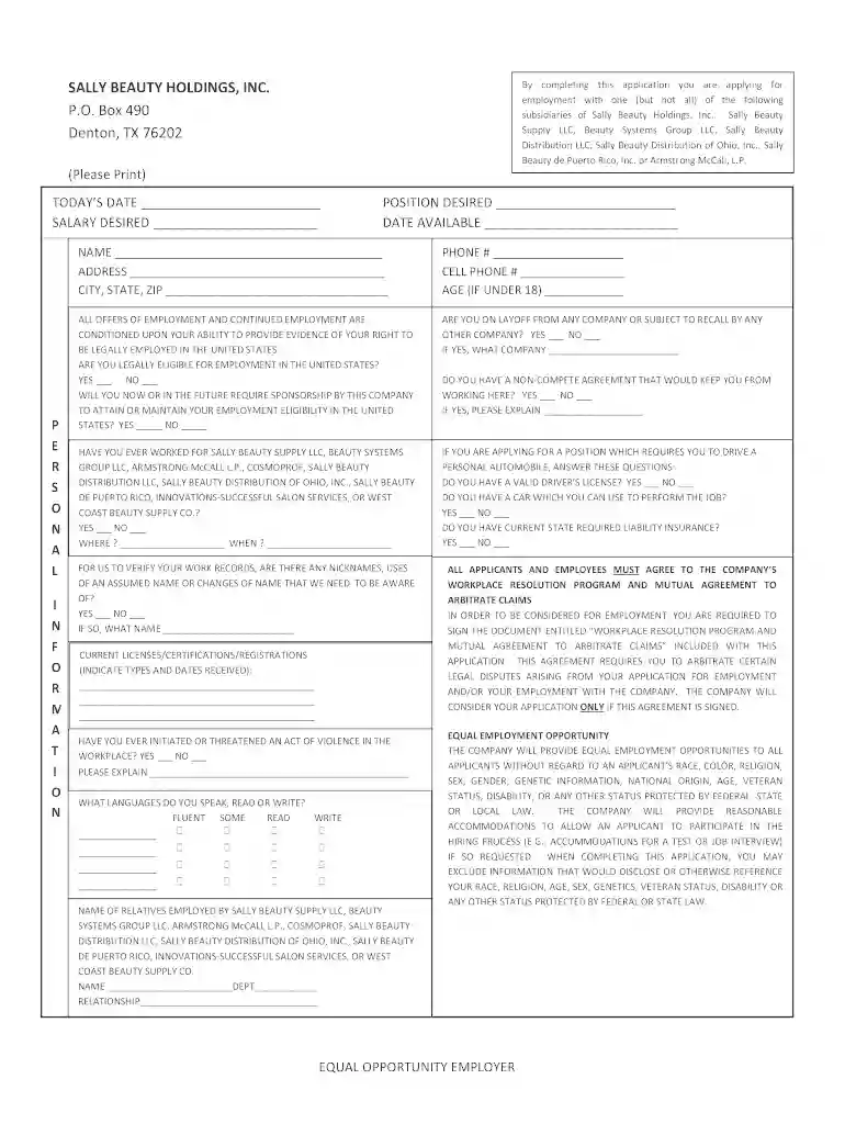 sally beauty supply job application online Preview on Page 1