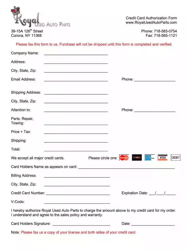 ny credit card authorization form Preview on Page 1