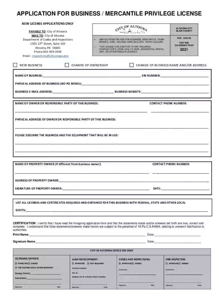 pennsylvania application business license Preview on Page 1