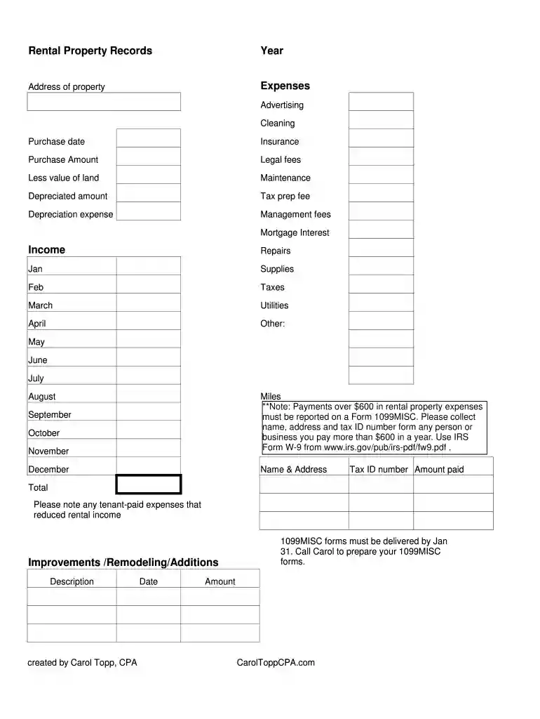 rental income and expense worksheet pdf free Preview on Page 1