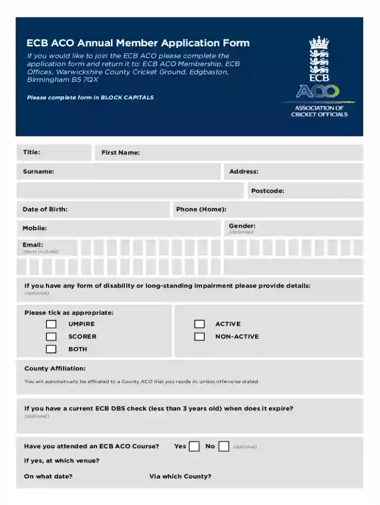 uk ecb aco membership Preview on Page 1