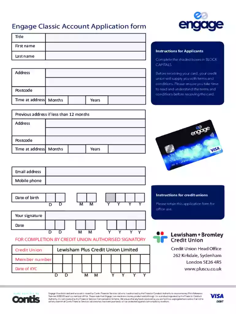 Engage Classic Account Application form - pluscu co uk Preview on Page 1