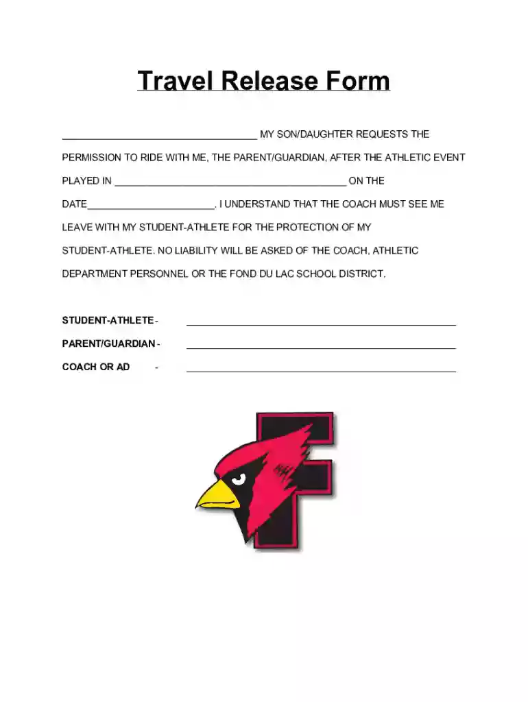 Travel Release Form - Fond du Lac School District Preview on Page 1