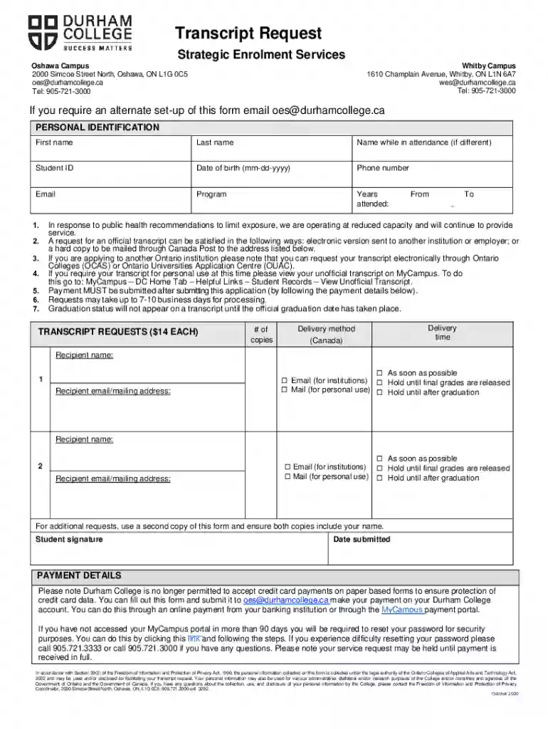 durham college request Preview on Page 1