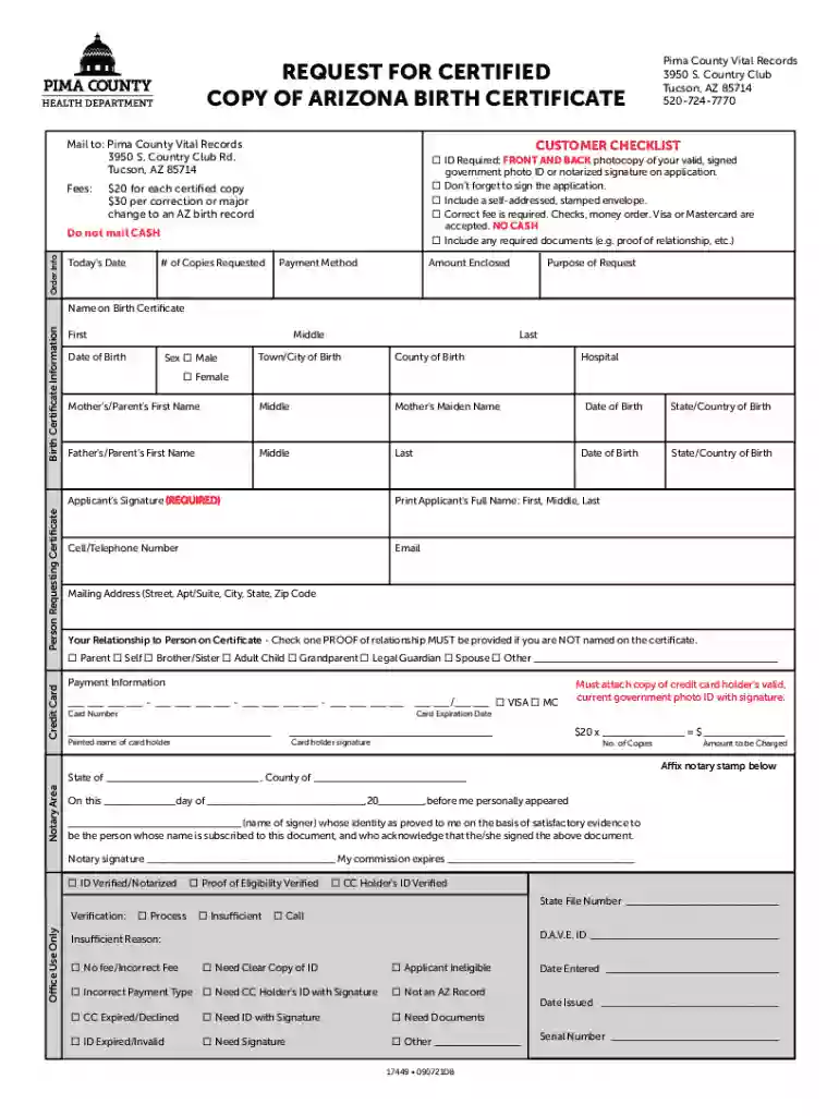 az certified copy birth certificate Preview on Page 1