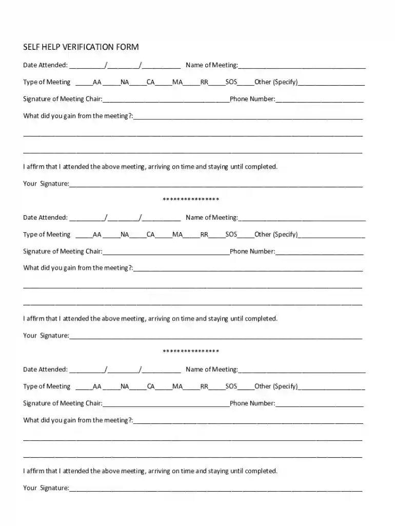 Free Alcoholics Anonymous (AA) Sign-in Attendance Sheet Preview on Page 1