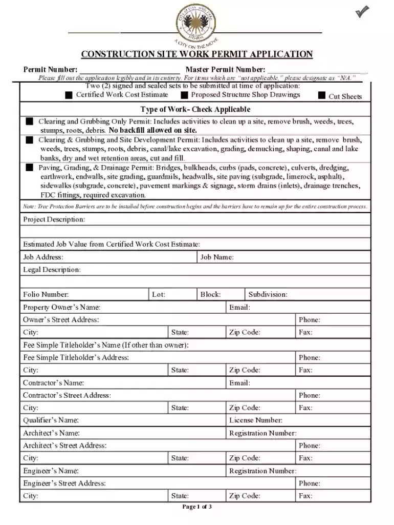 construction work permit sample Preview on Page 1