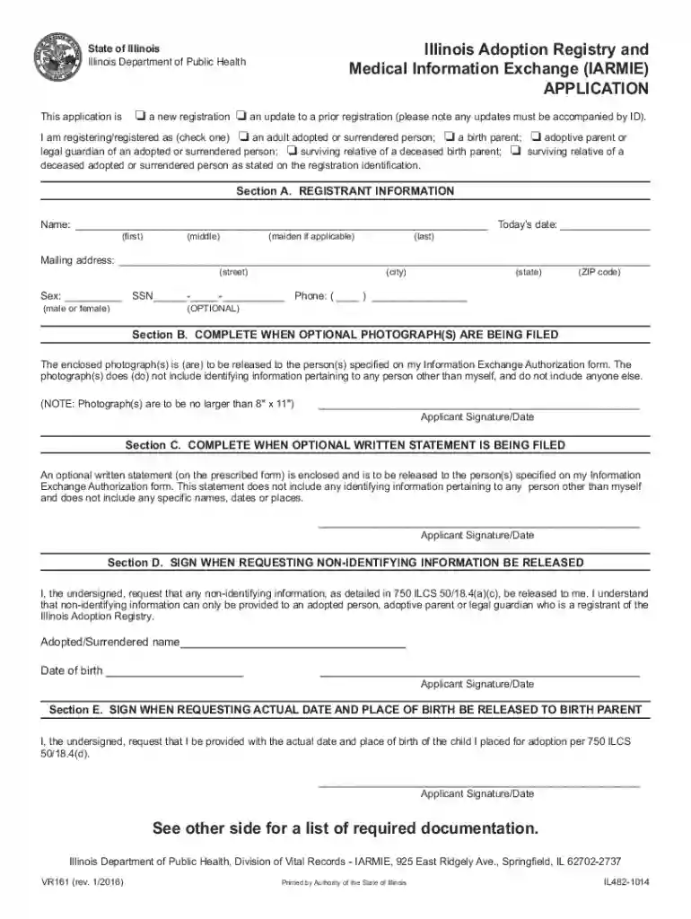 illinois adoption registry application Preview on Page 1