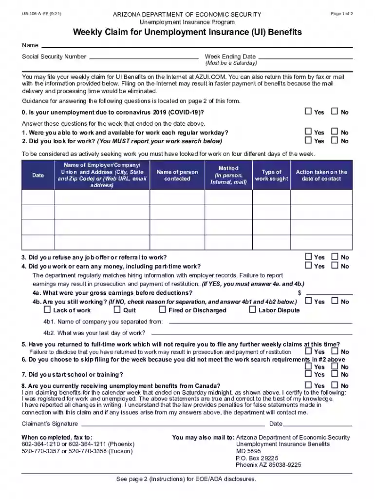 az unemployment login Preview on Page 1
