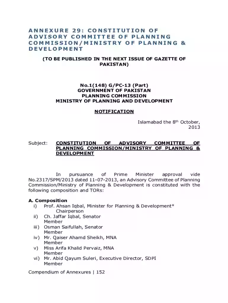 annexure 29: constitution of advisory committee of planning Preview on Page 1