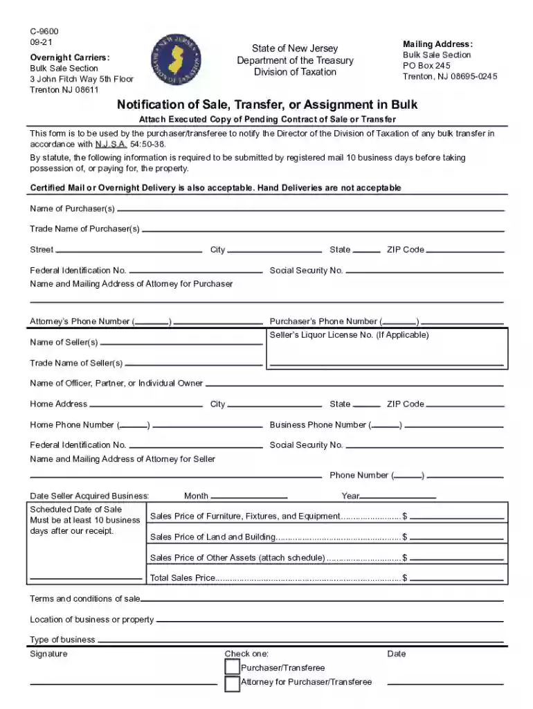 nj form c 9600 Preview on Page 1