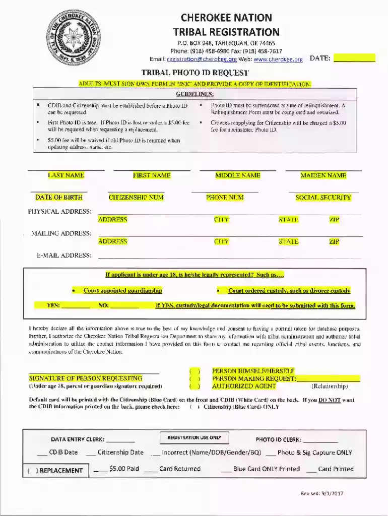 Fillable Online Downloadable Forms - Cherokee Nation Fax Preview on Page 1