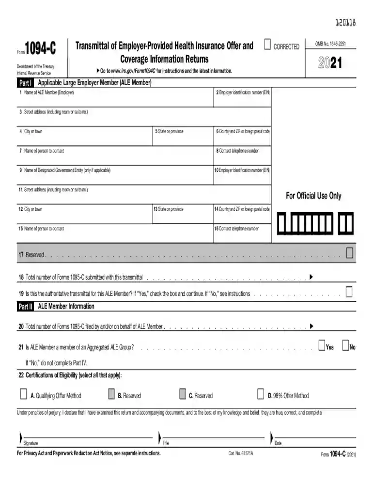 2021 form 1094 c Preview on Page 1