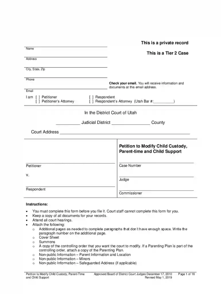 petition to modify custody utah Preview on Page 1