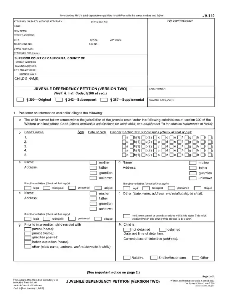 juvenile form Preview on Page 1