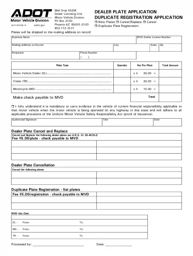 dealer plate application Preview on Page 1