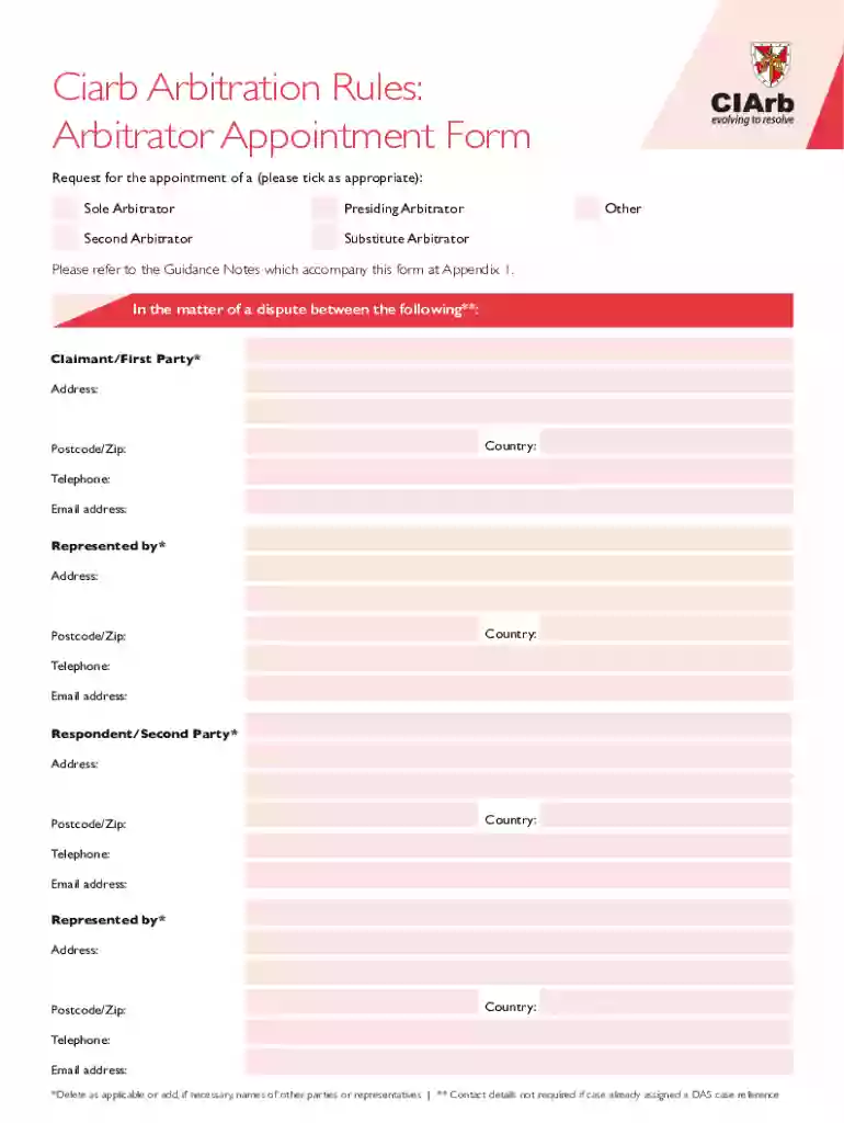 DocHub 484751236--CIArb-FormsFillable Online CIArb - Forms - Chartered Institute of Preview on Page 1