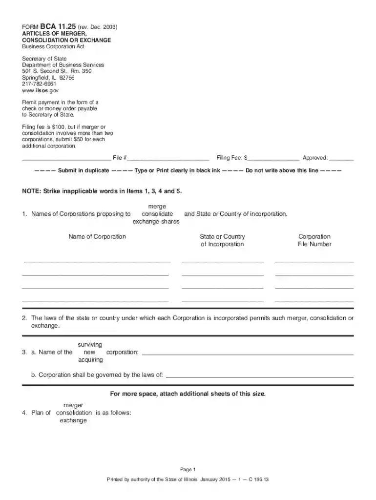 merger illinois 1 form Preview on Page 1