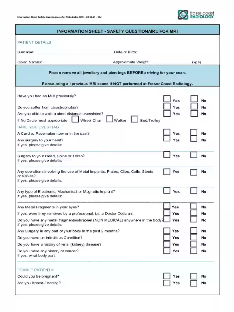 Patient Information Sheet for Rebateable MRI new docx Preview on Page 1