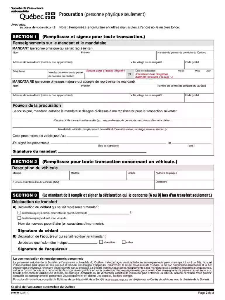 procuration saaq Preview on Page 1