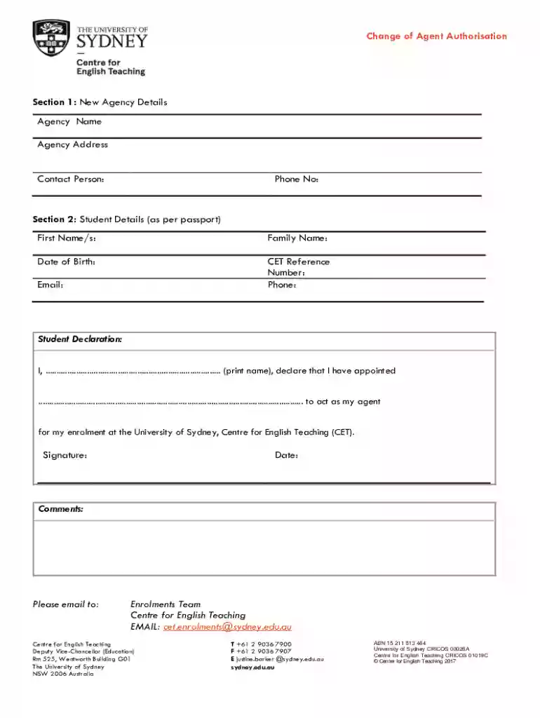 sydney change agent authorisation Preview on Page 1