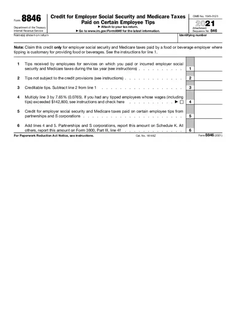 form 8846 Preview on Page 1
