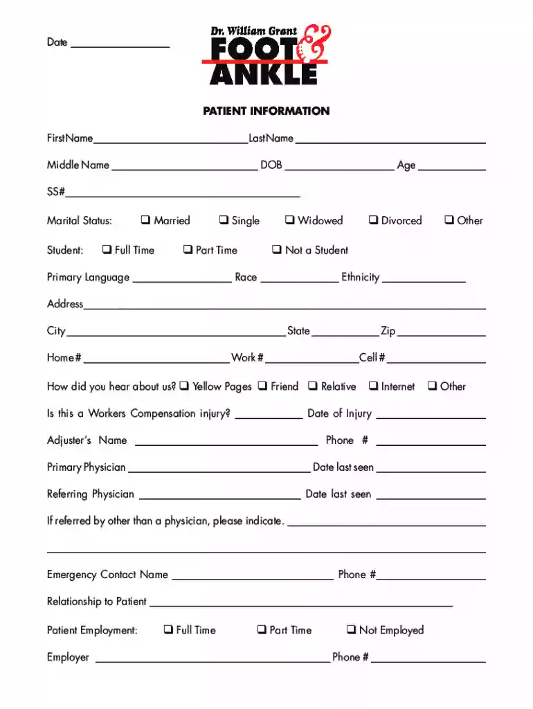 Patient Information SheetTemplates at Preview on Page 1