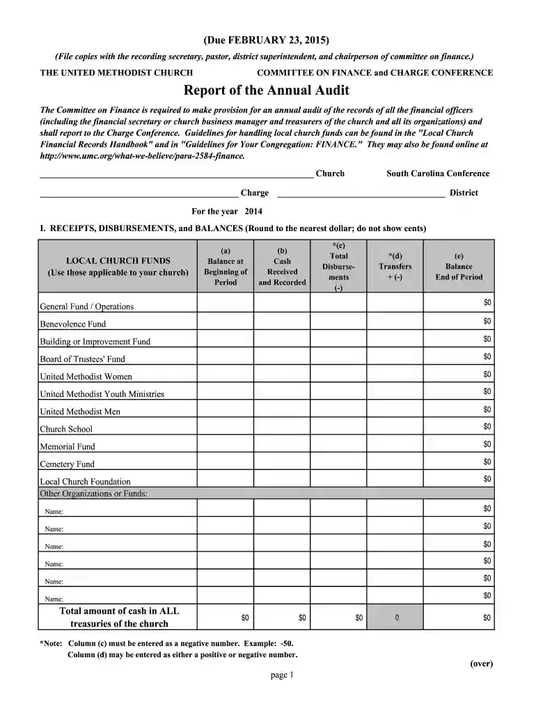 church audit report sample Preview on Page 1