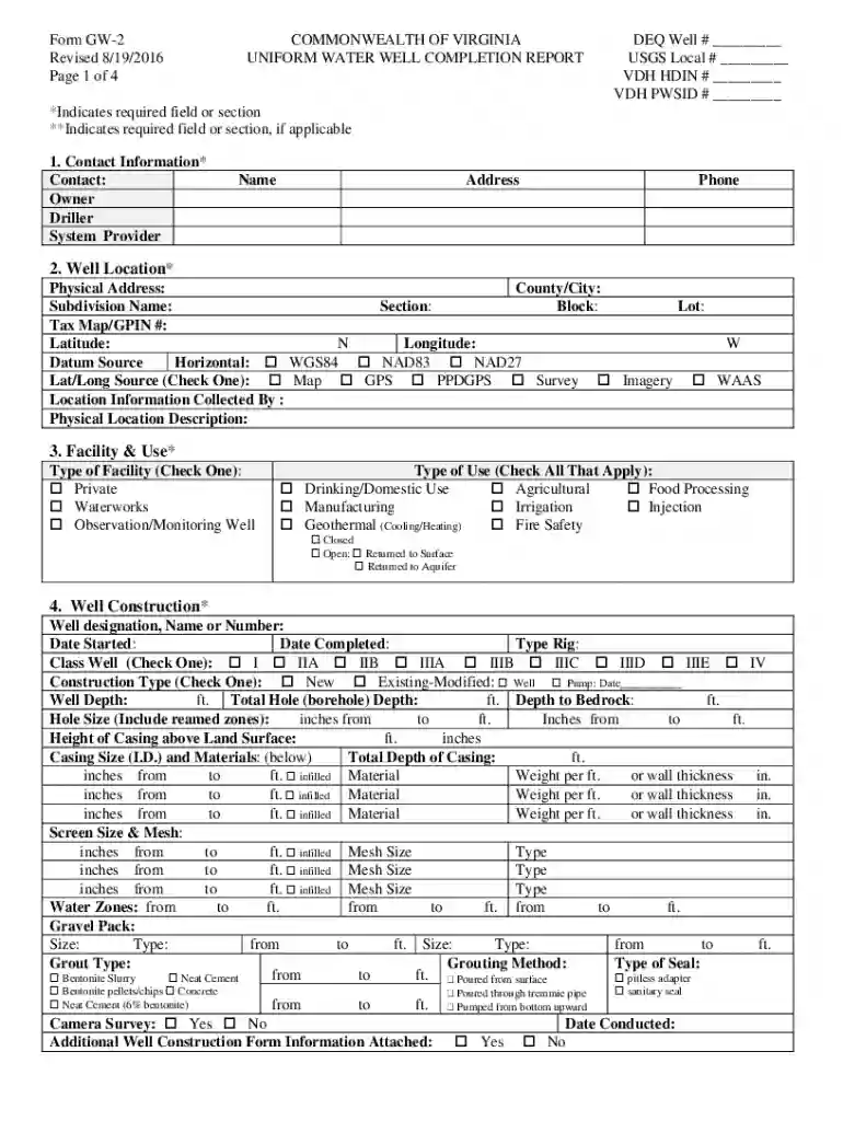 GW-2 Uniform Water Well Completion ReportAbandonment Form FINAL072916 docx Preview on Page 1