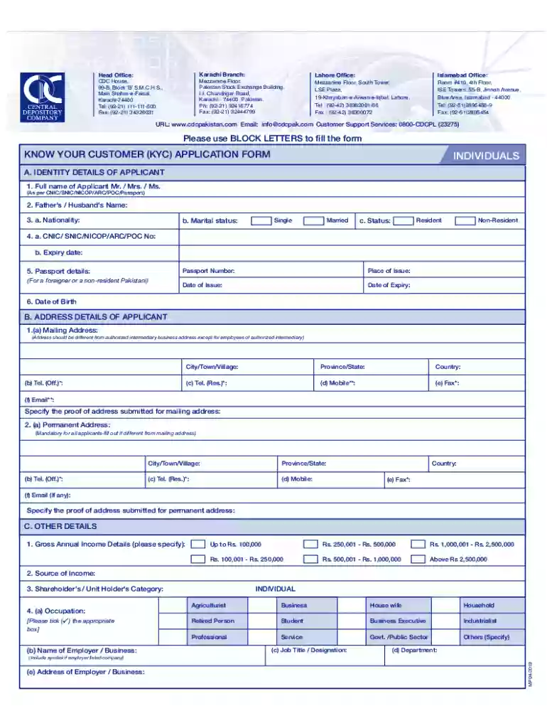 know your customer application individual Preview on Page 1