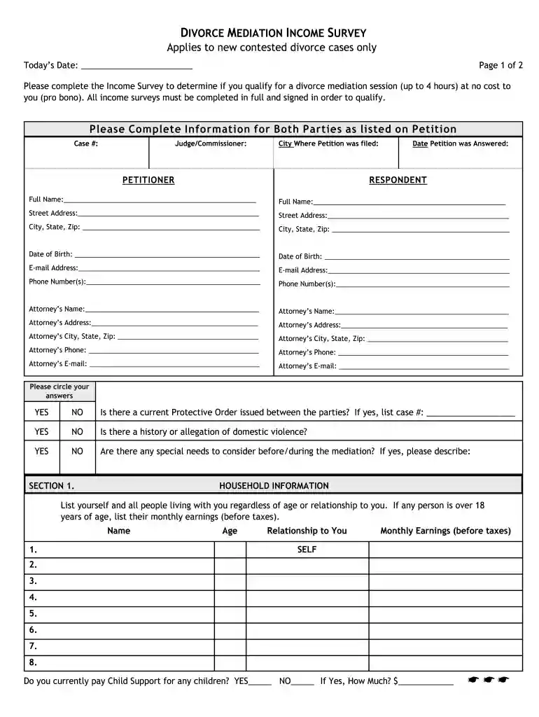 divorce mediation worksheet Preview on Page 1