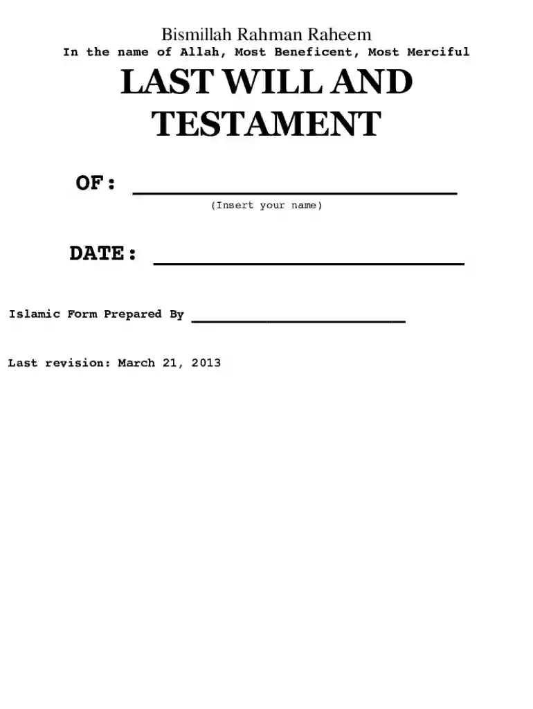 islamic will template Preview on Page 1